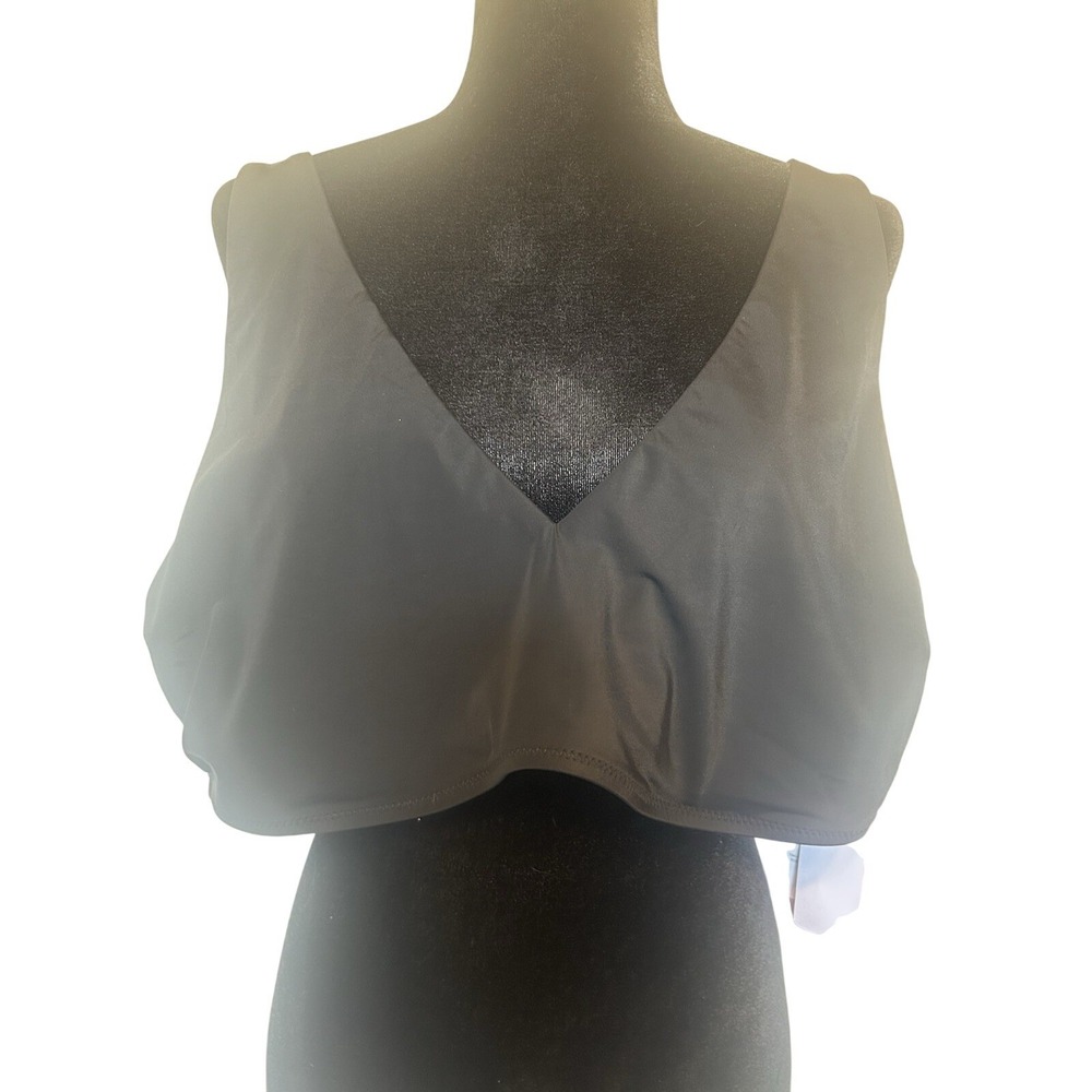 NWT Yitty Black Shaping Swim Plunge Bikini Top Size 3X